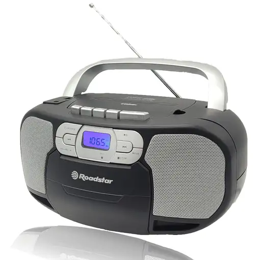 Radio CD Portátil Cassette, Digital PLL FM, Reproductor CD, RCR-4635UMPBK Roadstar