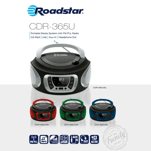 Roadstar CDR-365U/SL reproductor de CD Reproductor de CD portátil Negro, Plata