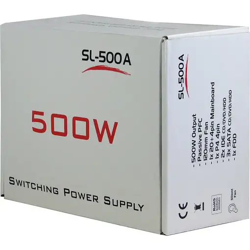 Inter-Tech SL-500A unidad de fuente de alimentación 500 W 20+4 pin ATX ATX Gris