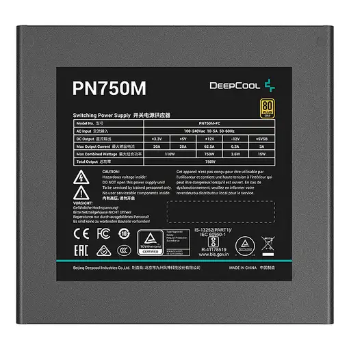 DeepCool PN750M unidad de fuente de alimentación 750 W 20+4 pin ATX ATX Negro