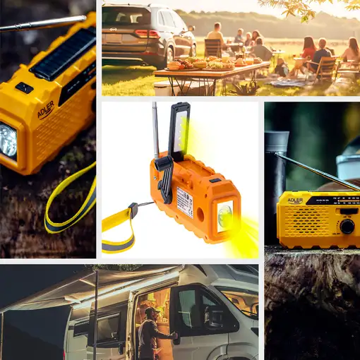 Radio Solar Recargable de Emergencia con Dinamo FM AM, Portátil, AD1197 Adler