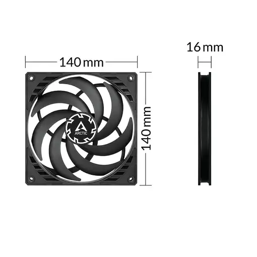 ARCTIC P14 Slim PWM PST Carcasa del ordenador Ventilador 14 cm Negro 1 pieza(s)