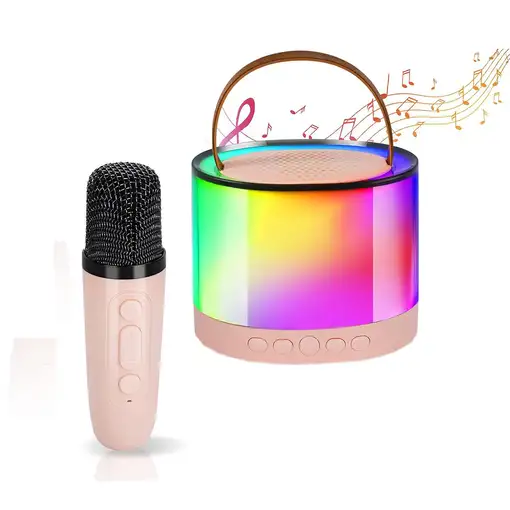 Altavoz portátil de Karaoke Klack con un micrófono