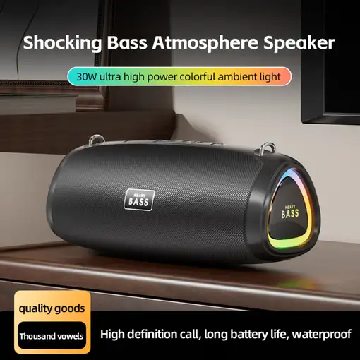 Altavoz Bluetooth portátil Klack BASS-13 de 30W con subwoofer y luces LED RGB