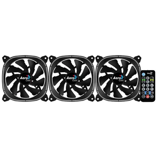 Aerocool ASTRO12PRO Kit 3 Ventiladores PC 12cm LED RGB Antivibración Control Remot