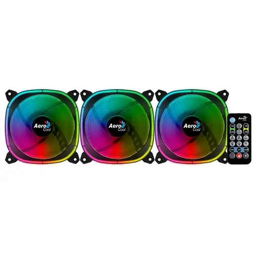 Aerocool ASTRO12PRO Kit 3 Ventiladores PC 12cm LED RGB Antivibración Control Remot