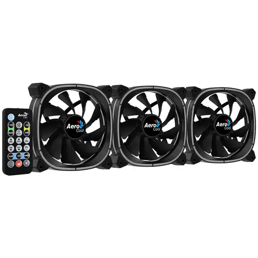 Aerocool ASTRO12PRO Kit 3 Ventiladores PC 12cm LED RGB Antivibración Control Remot