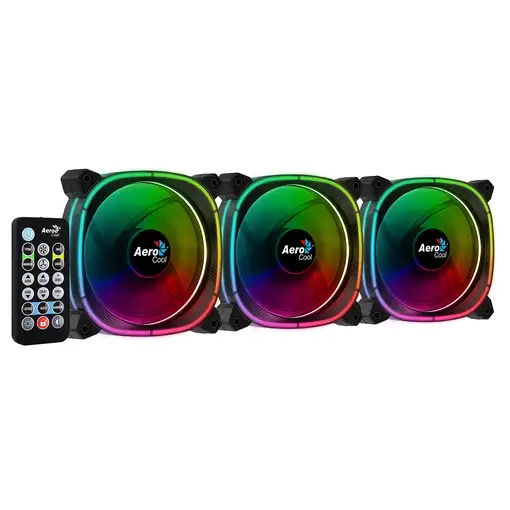 Aerocool ASTRO12PRO Kit 3 Ventiladores PC 12cm LED RGB Antivibración Control Remot