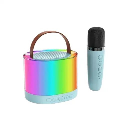 Altavoz portátil de Karaoke Klack con un micrófono