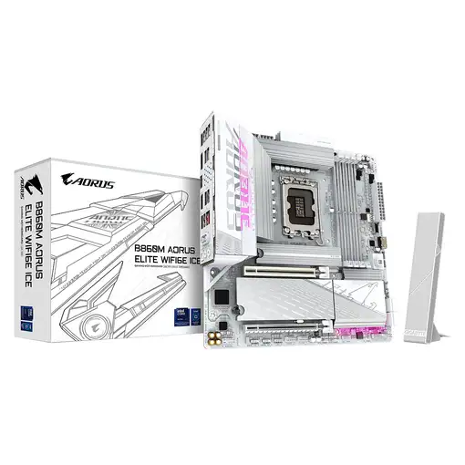 GIGABYTE B860M AORUS ELITE WF6E ICE Placa base - CPUs Intel Core Ultra, VRM de 12+