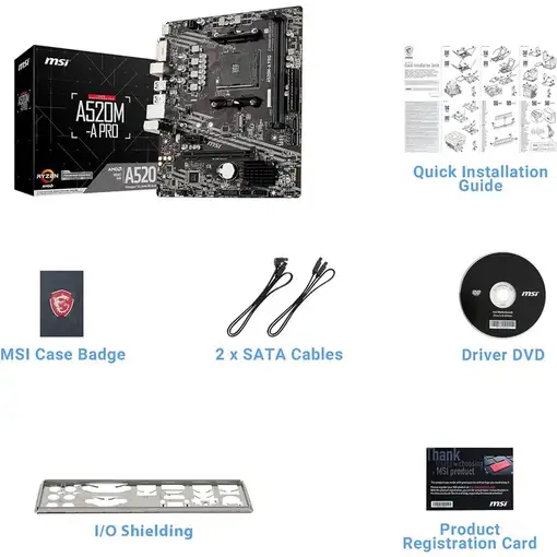 MSI A520M-A PRO placa base AMD A520 Zócalo AM4 micro ATX