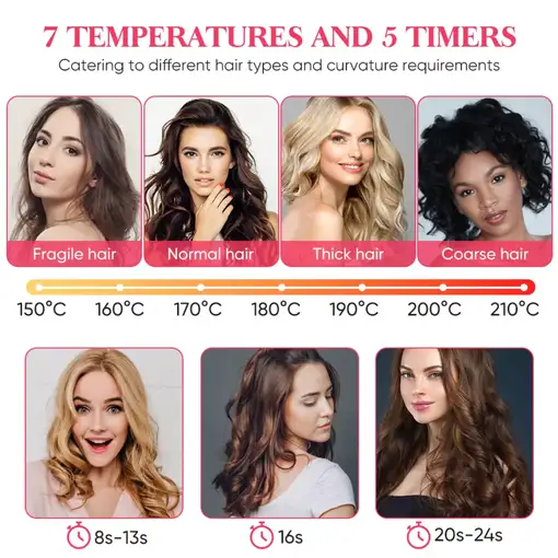 Rizador de pelo automático Klack Curler con 4 ajustes de temperatura