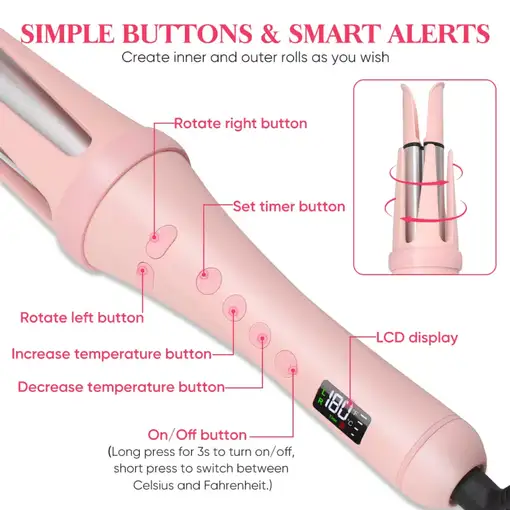 Rizador de pelo automático Klack Curler con 4 ajustes de temperatura