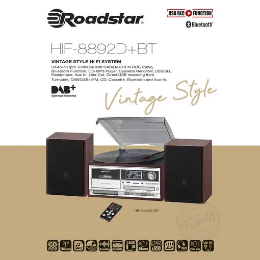 Roadstar HIF8892DBT sistema de audio para el hogar Minicadena de música para uso d