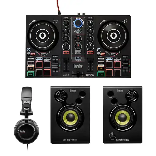 Hercules DJLearning Kit DVS (Sistema de vinilo digital) para scratch digital Negro