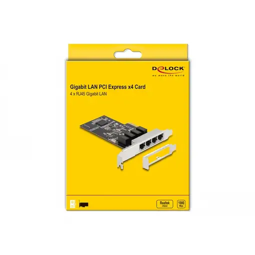 DeLOCK Tarjeta PCI Express x4 a 4 x RJ45 Gigabit LAN