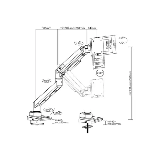 Equip Soporte de escritorio para monitor de 17«-49», blanco