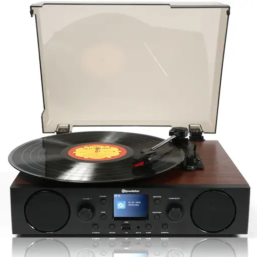 Roadstar TTR-8850ED BT tocadisco Tocadiscos de tracción por correa Negro, Madera