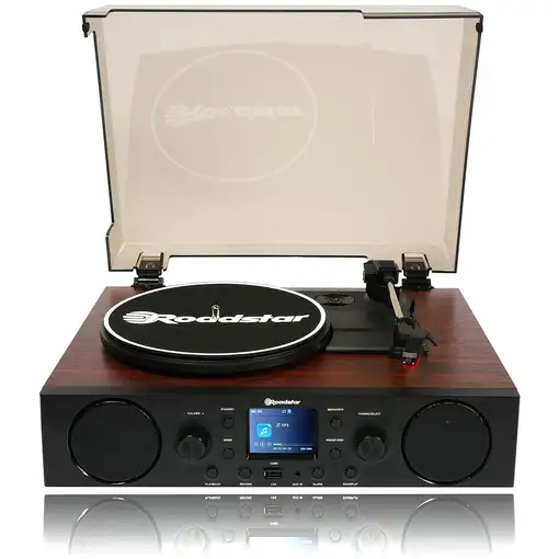 Roadstar TTR-8850ED BT tocadisco Tocadiscos de tracción por correa Negro, Madera