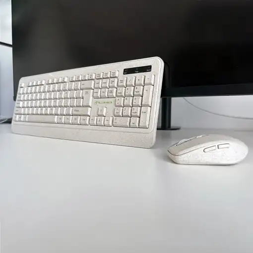 Kit de teclado y ratón inalámbrico Tellur Green, 2,4 GHz, nano receptor, crema