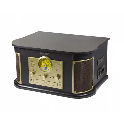 Technaxx TX-103 Tocadiscos de tracción por correa Negro, Oro Semiautomático