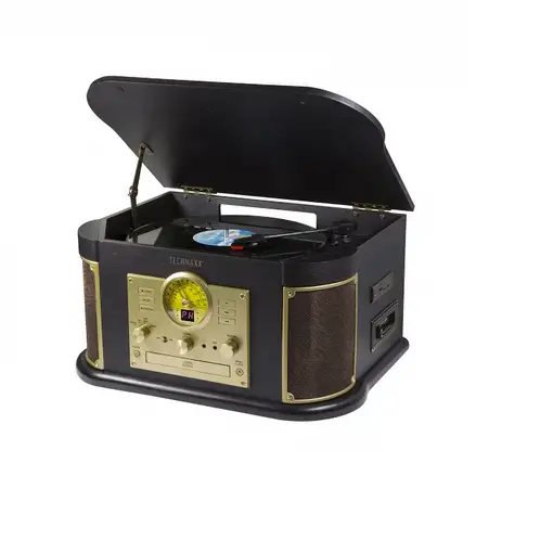 Technaxx TX-103 Tocadiscos de tracción por correa Negro, Oro Semiautomático