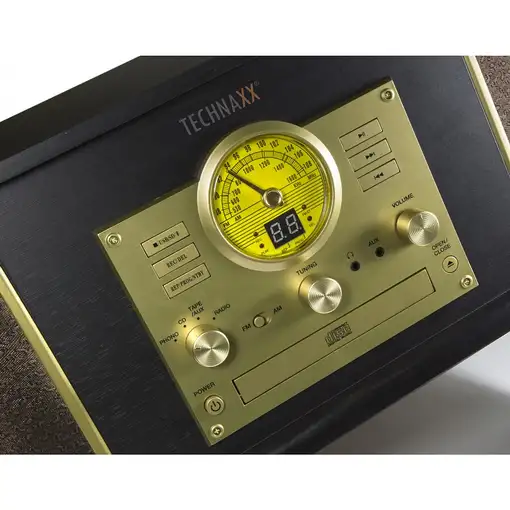 Technaxx TX-103 Tocadiscos de tracción por correa Negro, Oro Semiautomático