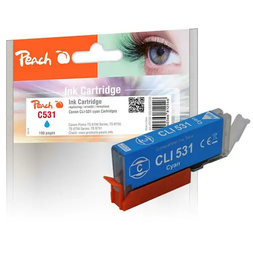 Peach PI100-500 cartucho de tinta 1 pieza(s) Compatible Rendimiento estándar Cian