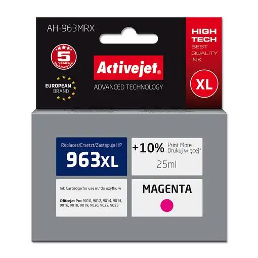 Activejet Tinta AH-963MRX para impresoras HP, Recambio HP 963XL 3JA28AE; Premium;