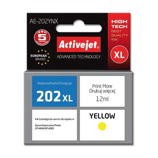Activejet Tinta AE-202YNX (reemplazo de Epson 202XL H44010; Supreme; 12 ml; amaril