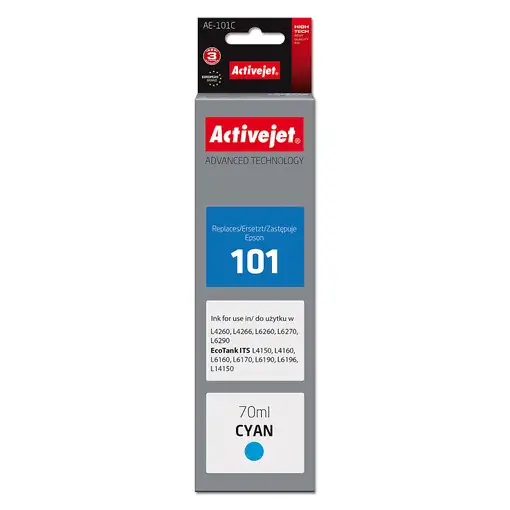 Activejet Tinta AAE-101C Botella de tinta para impresora Epson, recambio Epson 101