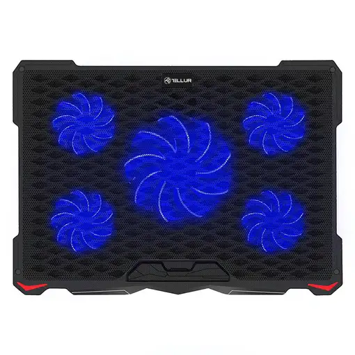 Tellur Basic Cooling pad, 17'', 5 ventiladores, LED, 2xUSB, negro
