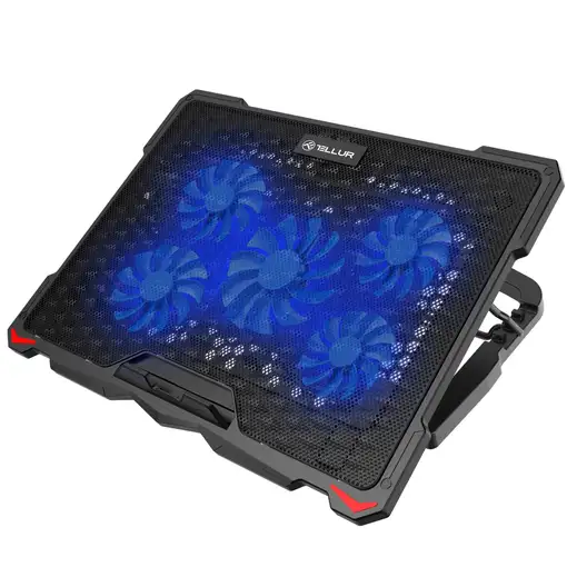Tellur Basic Cooling pad, 17'', 5 ventiladores, LED, 2xUSB, negro