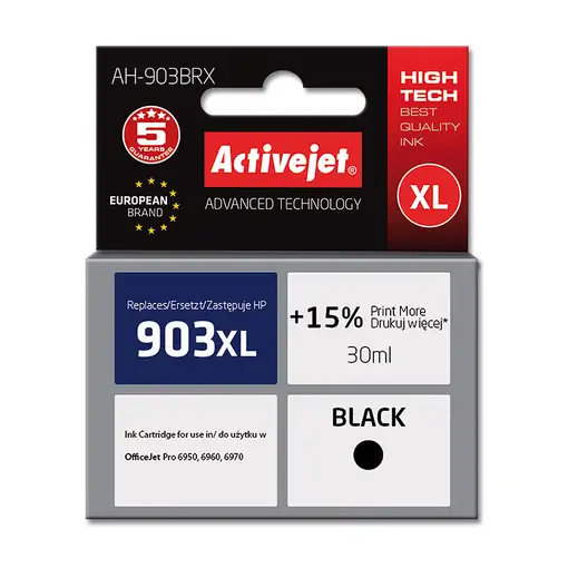 Activejet Tinta AH-903BRX (repuesto HP 903XL T6M15AE; Premium; 30 ml; negro)