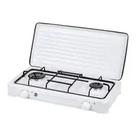 Cocina Gas Portátil Camping, 2 Quemadores, Rejilla Esmaltada,Tapa SML-KN-02/1K MPM
