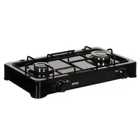 Cocina Gas Portátil Camping, 2 Quemadores, Rejilla Esmaltada, Tapa, KN-02/1KB MPM