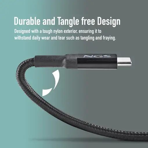 Cable de carga rápida de  USB-C a USB-C de 2 metros hasta 100W, NGS