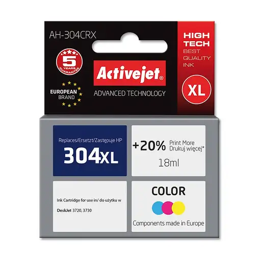 Activejet Tinta AH-304CRX (reemplazo HP 304XL N9K07AE; Premium; 18 ml; color)