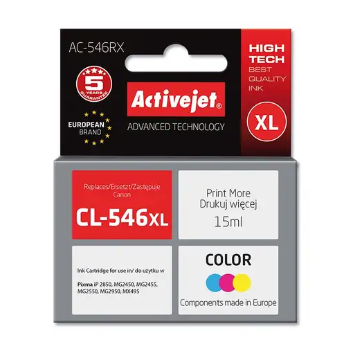 Activejet Tinta AC-546RX (Canon CL-546XL de repuesto; Premium; 15 ml; color)