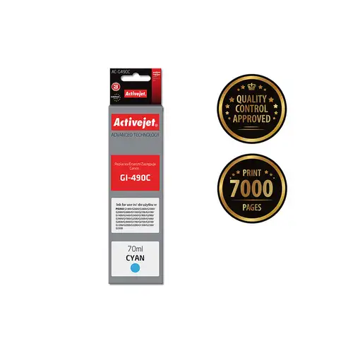 Activejet Tinta AC-G490C (reemplazo para Canon GI-490C; Supreme; 70 ml; azul)