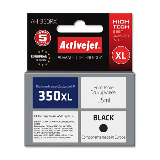 Activejet Tinta AH-337R (repuesto HP 337 C9364EE; Premium; 25 ml; negro)