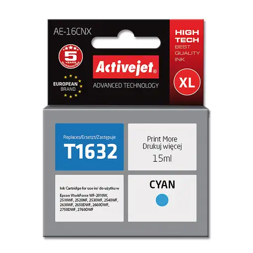 Activejet Tinta AE-16CNX (reemplazo de la Epson 16XL T1632; Supreme; 15 ml; azul)