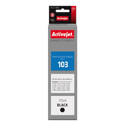 Activejet Tinta AE-103Bk (reemplazo Epson 103 C13T00S14A; Supreme; 70 ml; negro)
