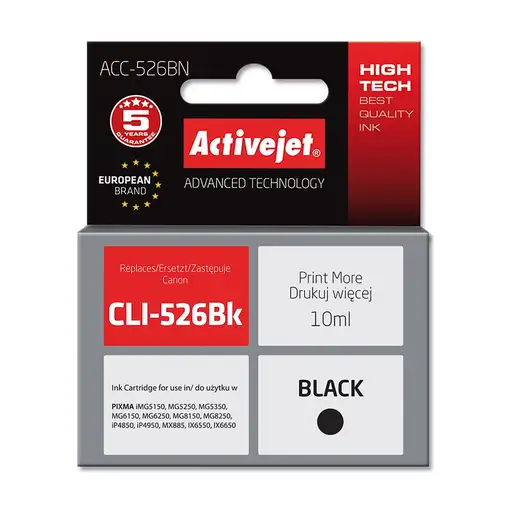 Activejet Tinta ACC-526BN (Canon CLI-526Bk replacement; Supreme; 10 ml; black)