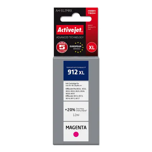 Activejet Tinta AH-912MRX para impresoras HP, Recambio HP 912XL 3YL82AE; Premium;