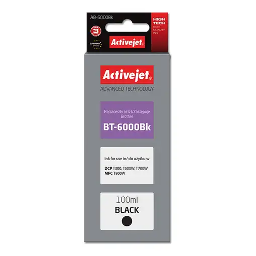 Activejet Tinta AB-6000Bk (reemplazo de Brother BT-6000BK; Supreme; 100 ml; negra)