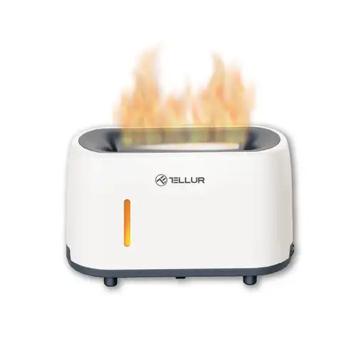 Difusor de Aromas Tellur Flame, 240ml, 12 horas, mando a distancia, blanco