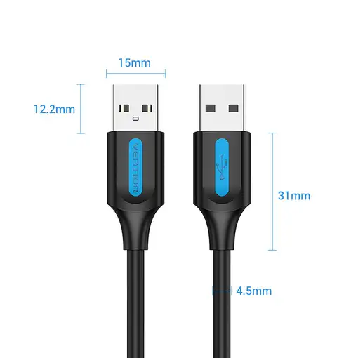 Vention Cable USB 2.0 COJBF/ USB Macho - USB Macho/ 1.5m/ Negro