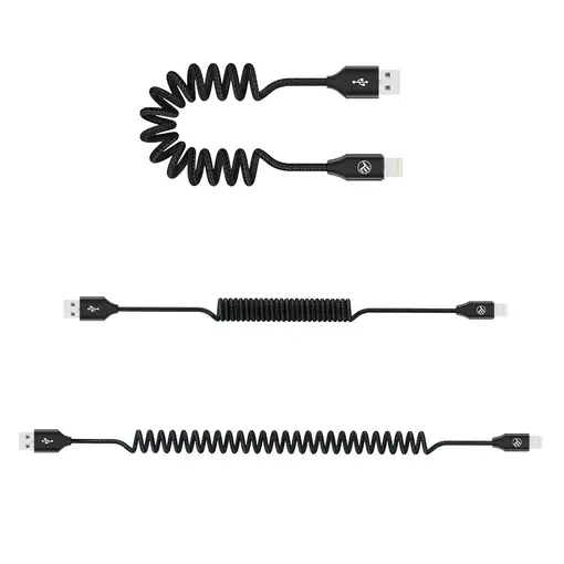 Cable de Datos Extensible Tellur USB a Lightning, 3A, 1.8m, negro