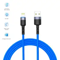 Cable de datos Tellur USB a Lightning con luz LED, 3A, 1,2 m, azul